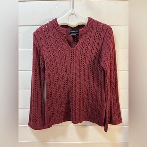 TRISTAN & ISEUT VINTAGE Burgundy Cable Knit Sweater Size L